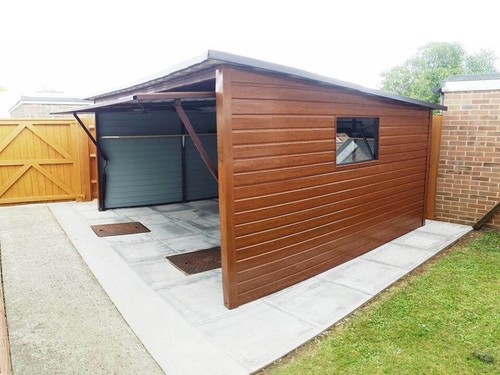 Wood effect secure garage - wood,