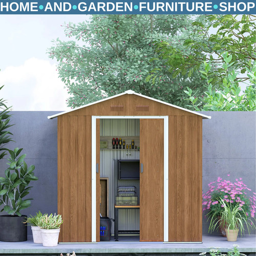 Brown metal garden storage - brown,